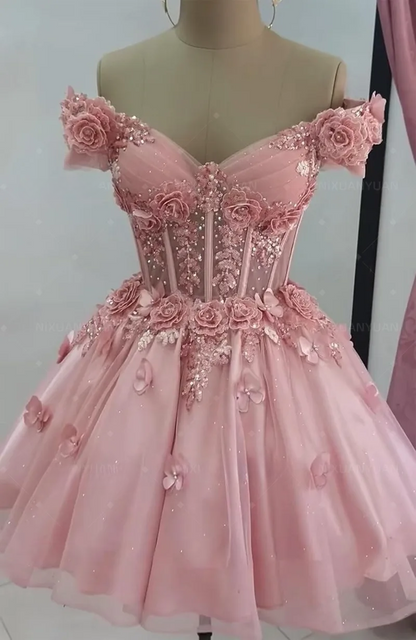 A-line Pink Homecoming Dresses Short Prom Dress Short Party Dress    cg25957