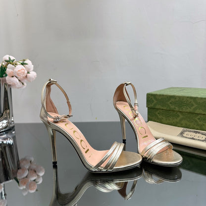 GG 105 HIGH HEEL SANDAL METALLIC GOLD LAMBSKIN