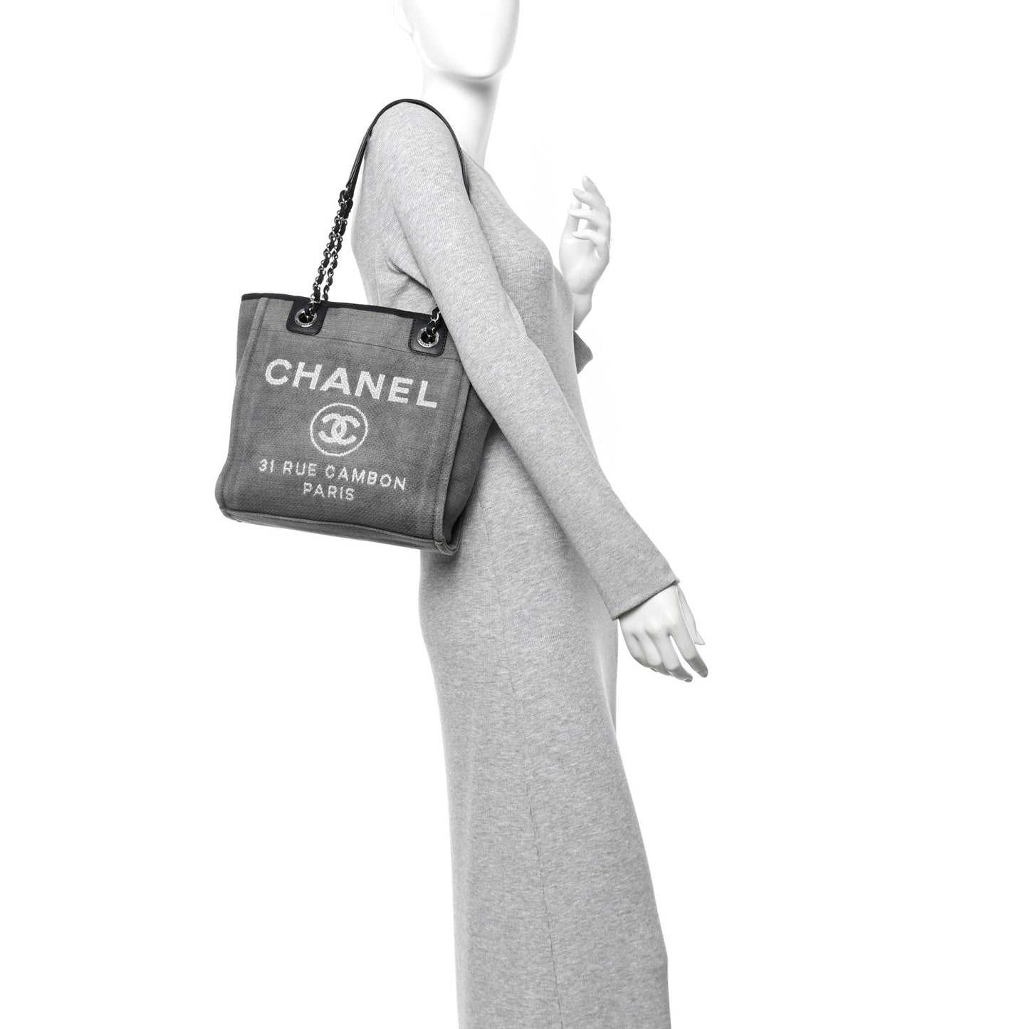 Canvas Mini Deauville Tote Dark Grey