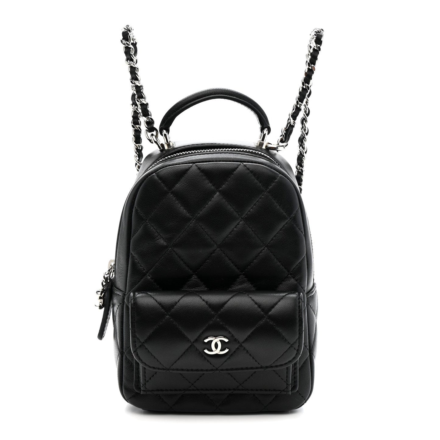 Lambskin Quilted CC Mini Classic Backpack Black