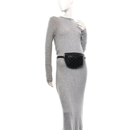 Calfskin Quilted Waist Belt Bag Black