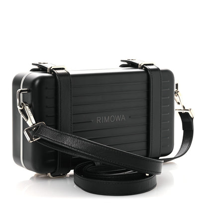 X RIMOWA Aluminum Personal Clutch On Strap Black