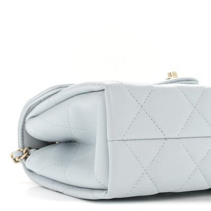 Caviar Quilted Mini Retro Twist Top Handle Flap Light Blue