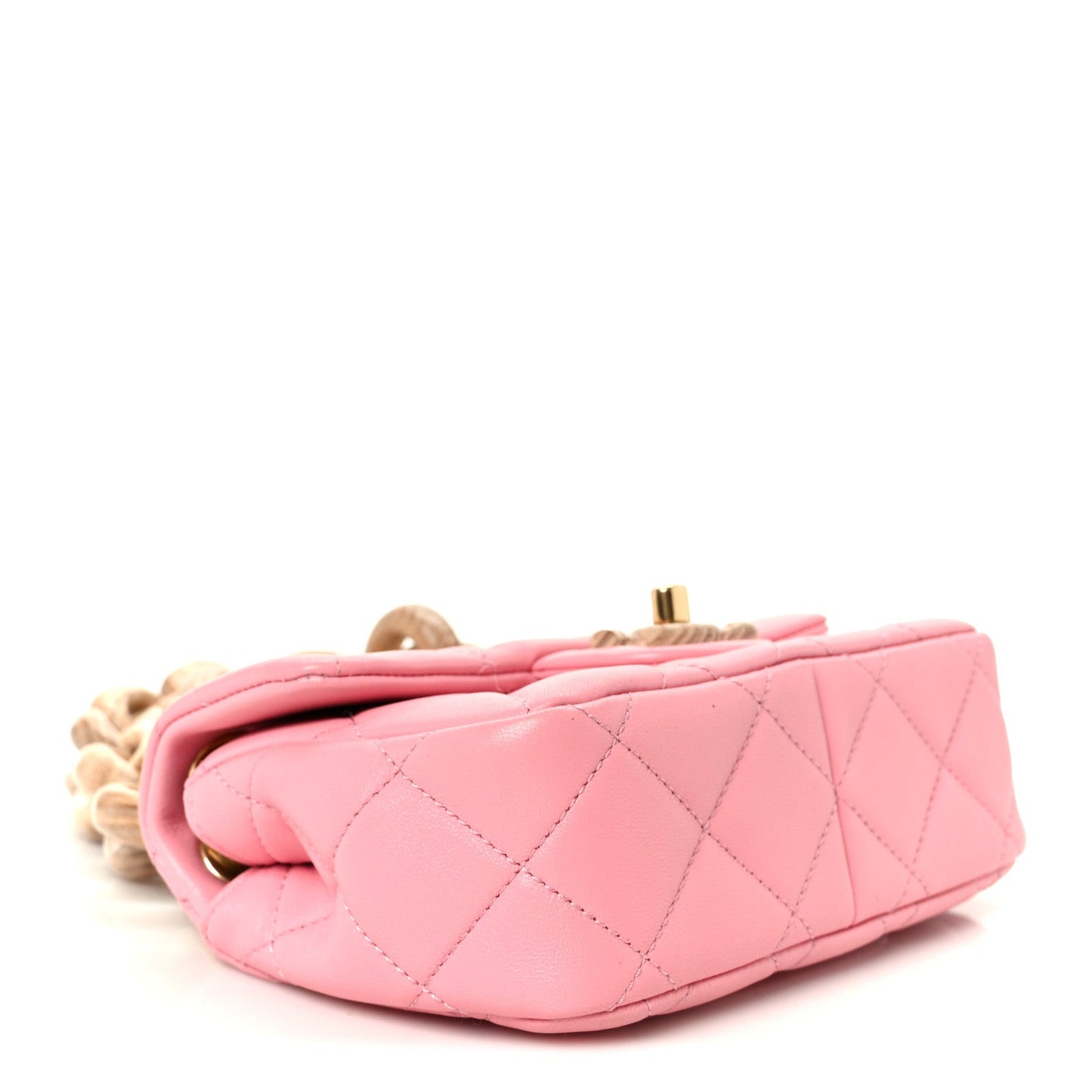 Lambskin Wenge Quilted Mini Fashion Wood Square Flap Pink