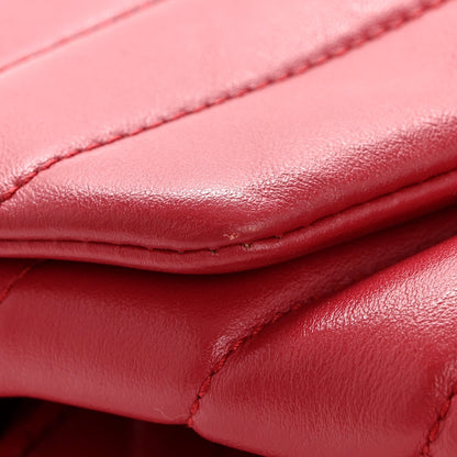 Calfskin Y Quilted Monogram Medium Loulou Chain Satchel Lipstick Red