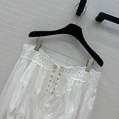 Celine 25 Lace One-shoulder Top White Cotton