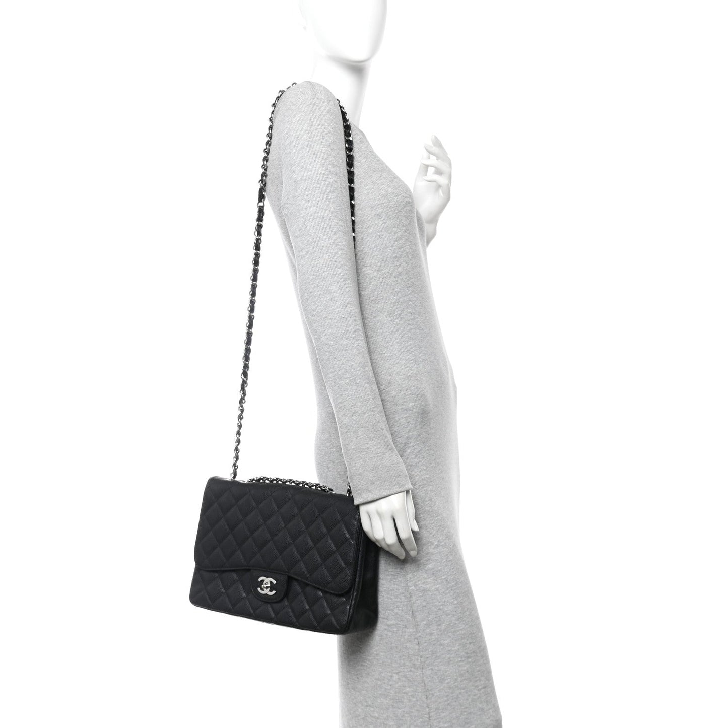 Caviar Quilted Jumbo Single Flap Black