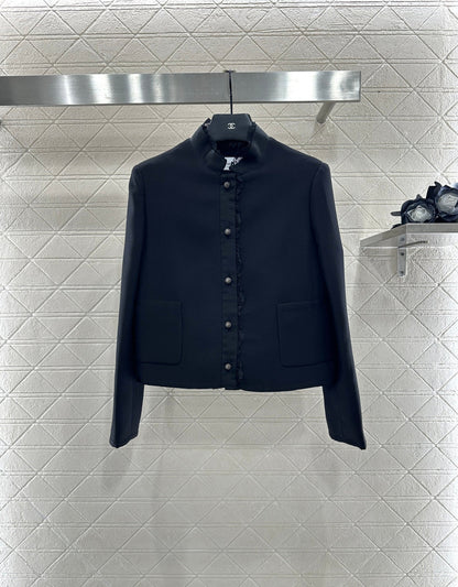 CD 25 Floral Embroidered Lapel Blazer Wool And Silk