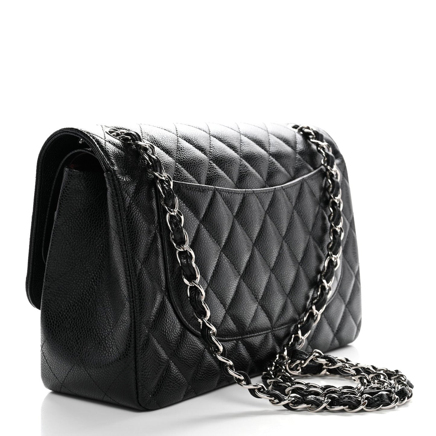 Caviar Quilted Jumbo Double Flap Black