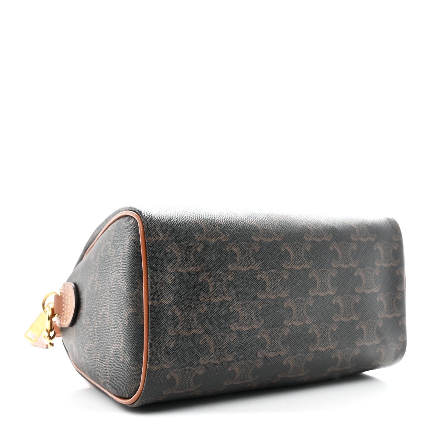 Triomphe Canvas Calfskin Small Boston Bag Tan