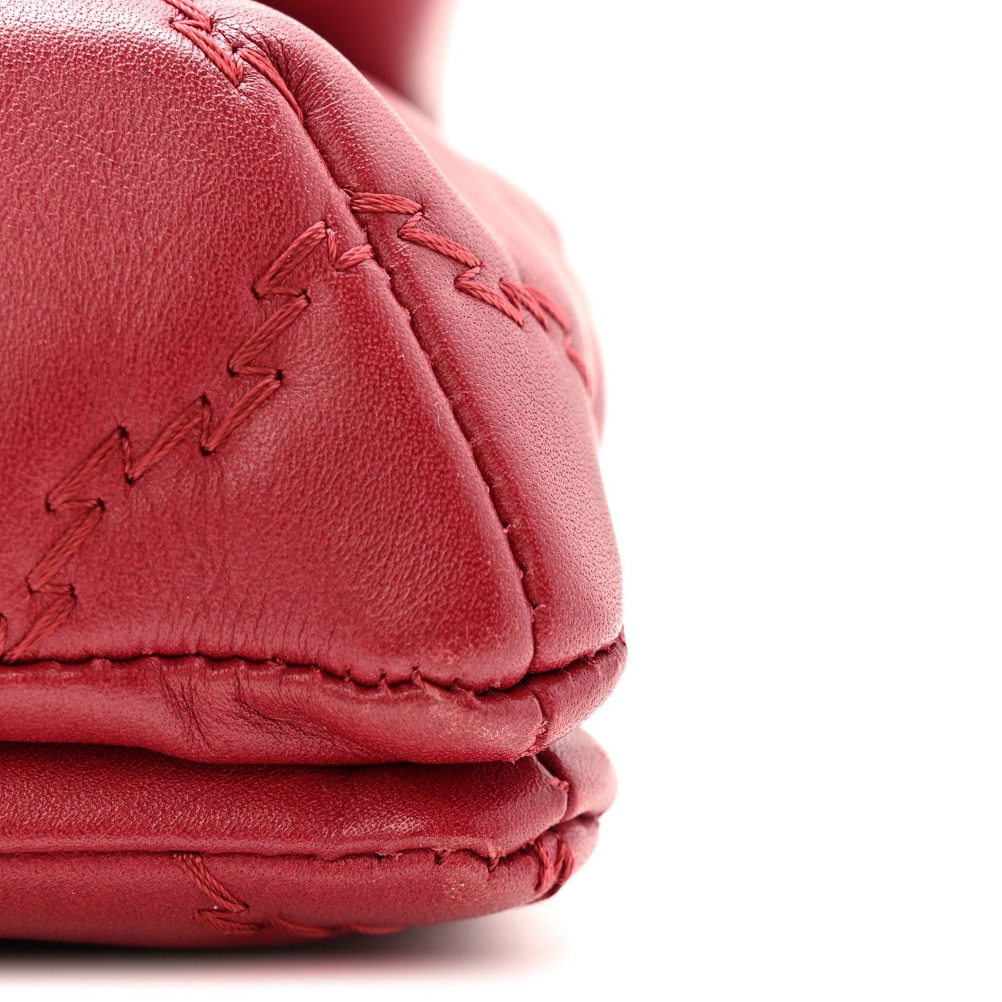 Calfskin Quilted Double Stitch Hamptons Clutch with Chain Red