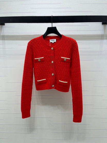 Chanel 2026 Knitted Cardigan Red Wool Cashmere 340962