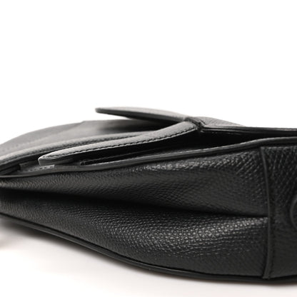 Grained Calfskin Mini Saddle Bag Black