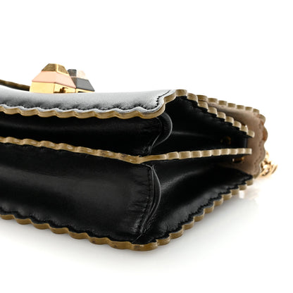 Vitello Liberty Scalloped Studded Small Kan I Shoulder Bag Black