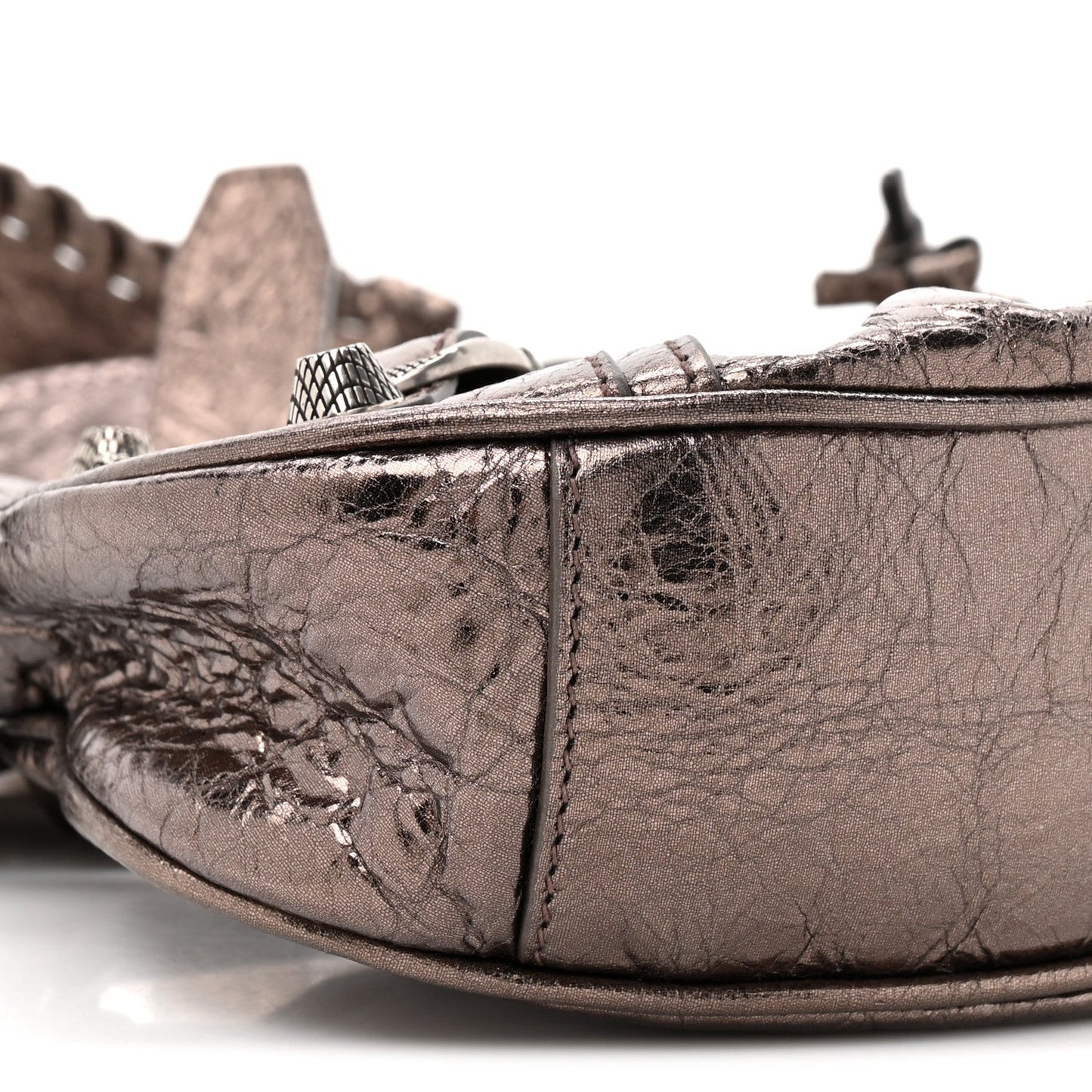 Metallic Agneau Arena Le Cagole Shoulder Bag XS  Dark Bronze