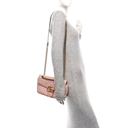 Calfskin Matelasse Small GG Marmont Shoulder Bag Porcelain Rose