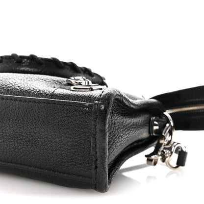 Chevre Silver Metallic Edge Hardware Nano City Black