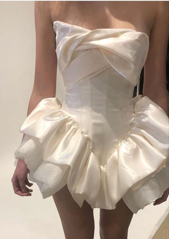 formaldressy-White Fashion Pleated Short Homecoming Dress Birthday Party Dress gh5398