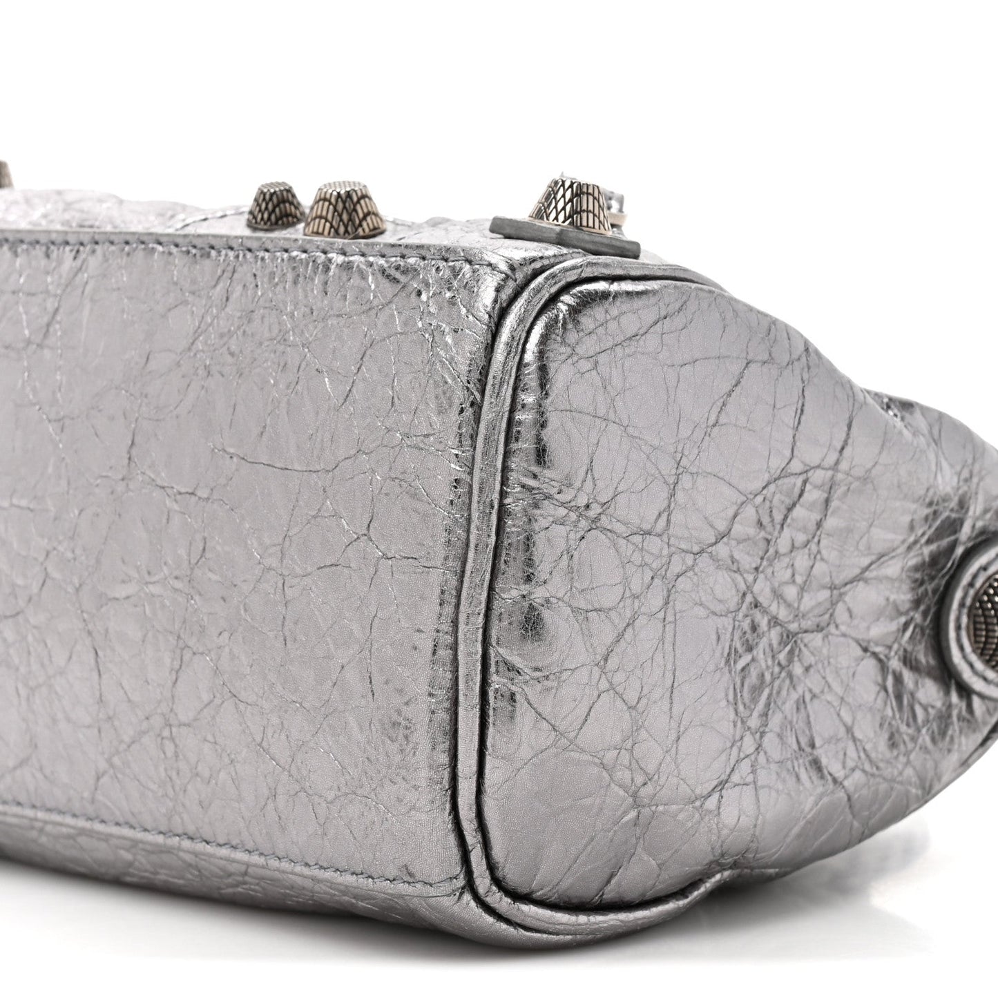 Metallic Agneau Arena Mini Le Cagole Duffle Crossbody Bag Silver