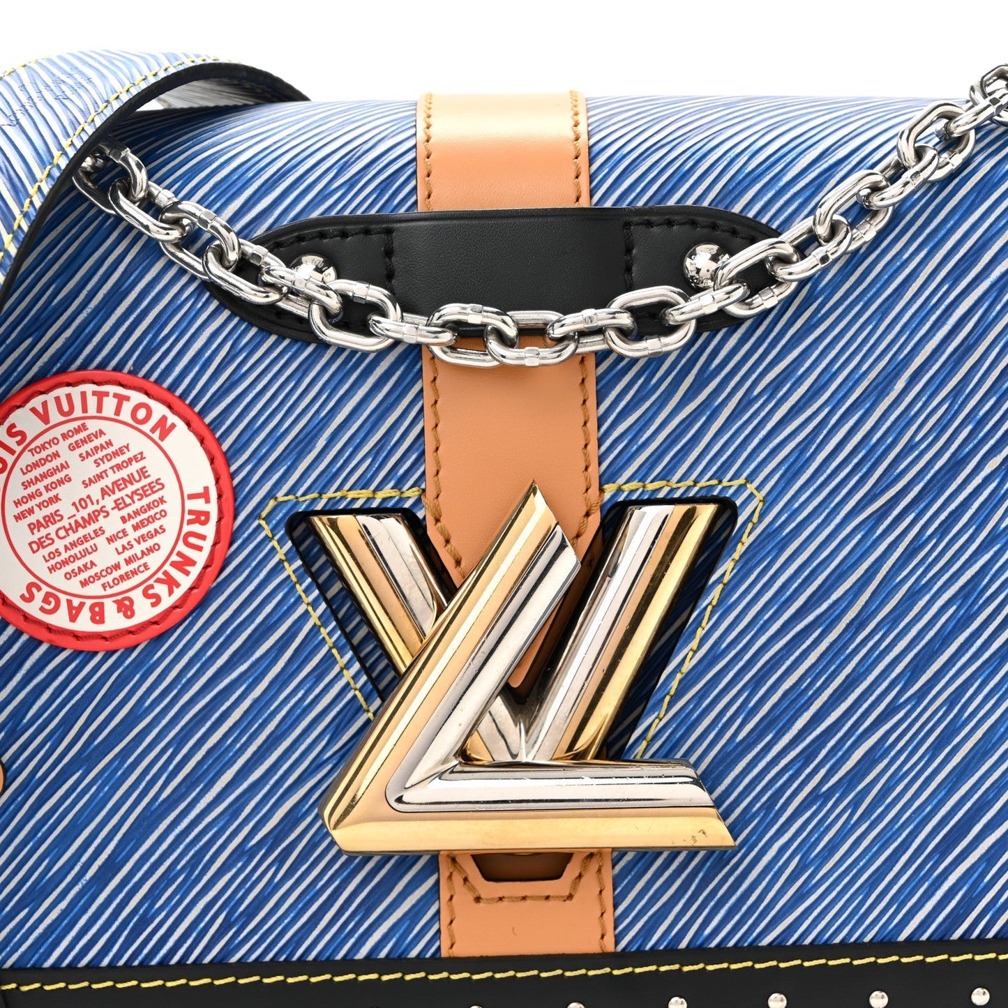 Epi Complice Trunks and Bags Twist Shoulder Bag MM Denim Light