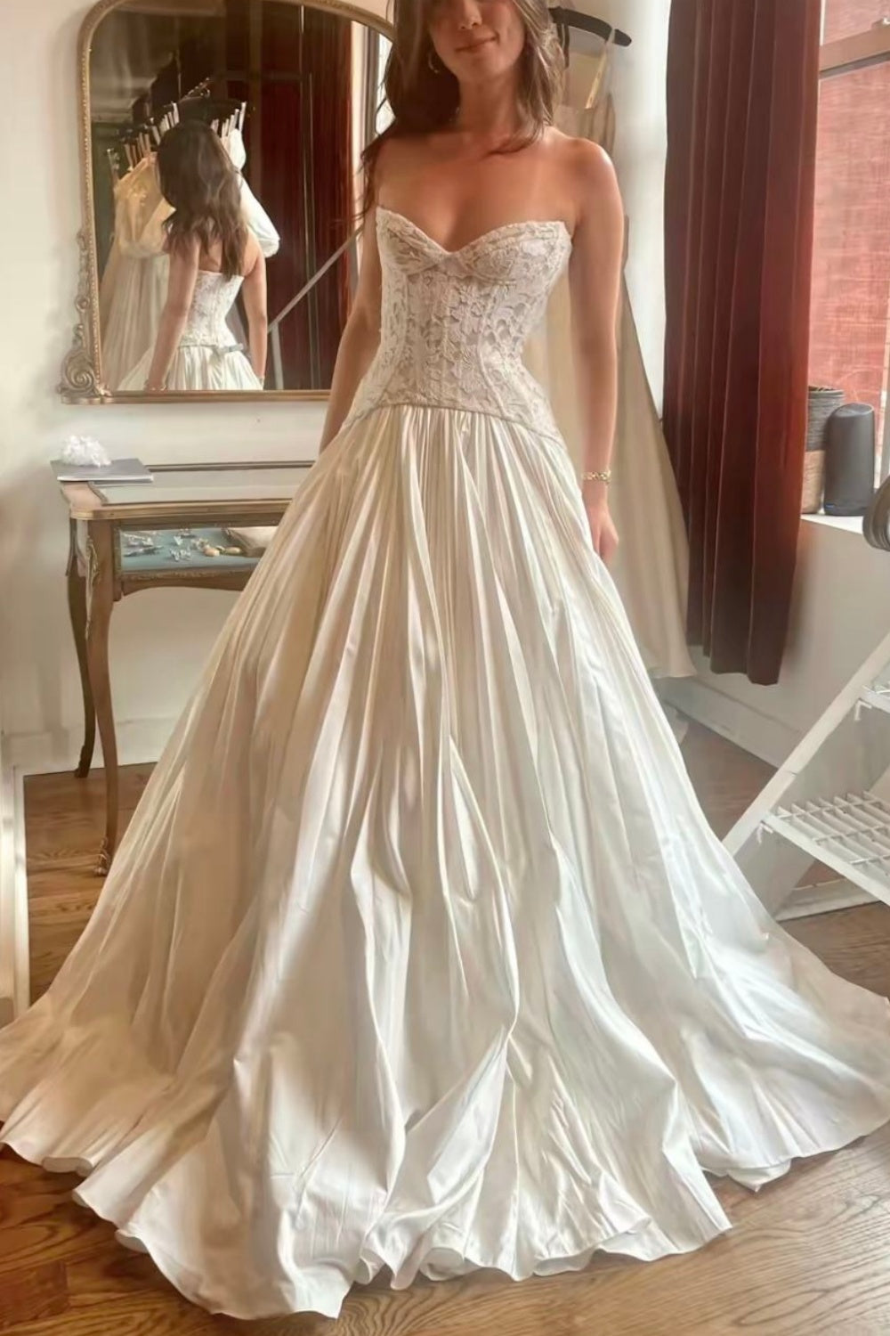 formaldressy-White Long Tulle Ball Gown, Wedding Dress, Bridal Gown gh6269