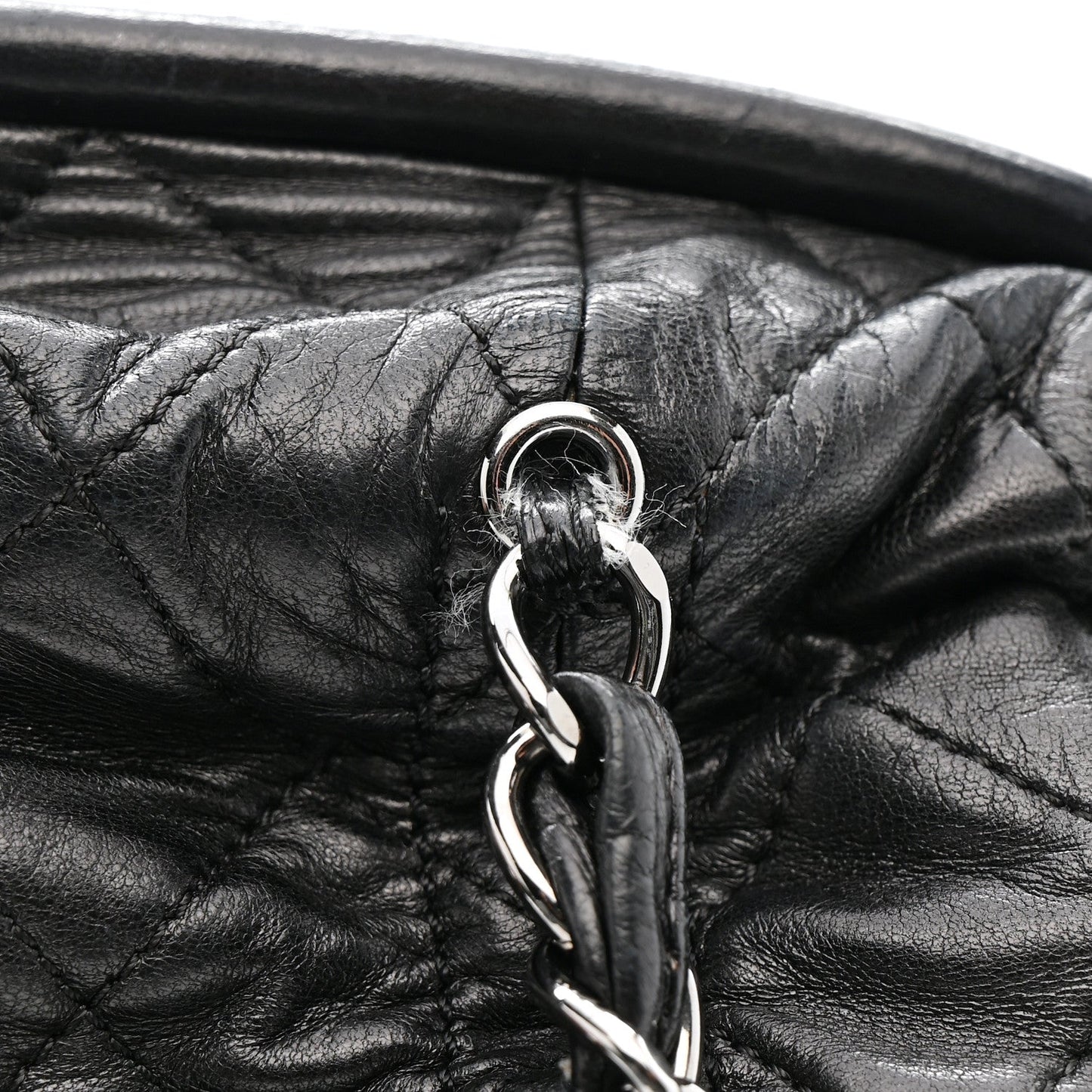 Lambskin Quilted Sharpei Frame Tote Black