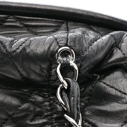 Lambskin Quilted Sharpei Frame Tote Black