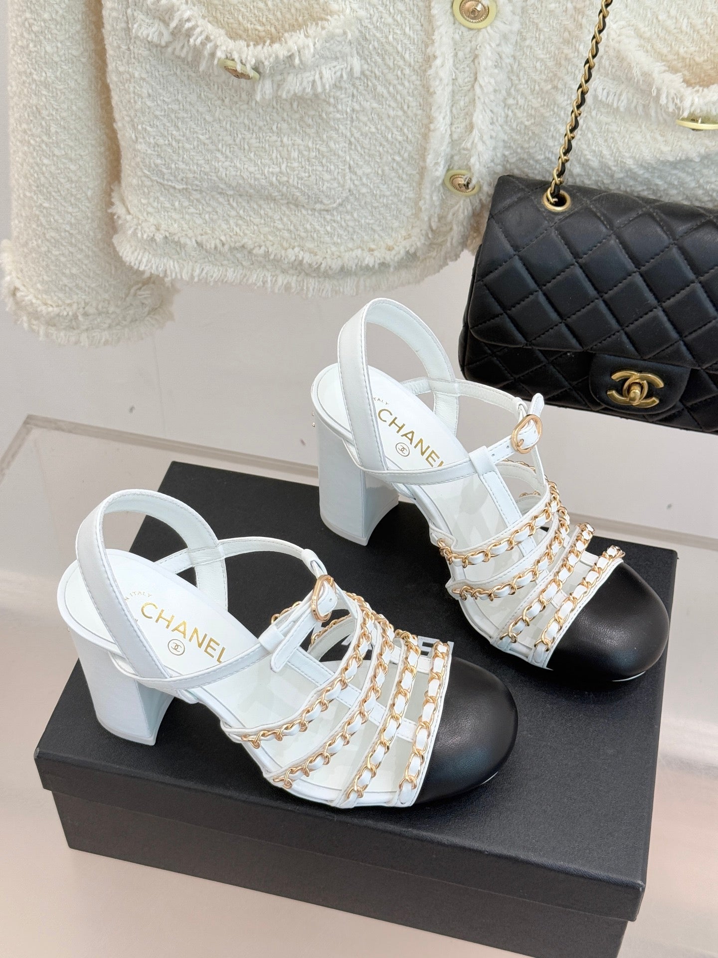 Cruise 25/26 Slingbacks 90mm Black White Lambskin