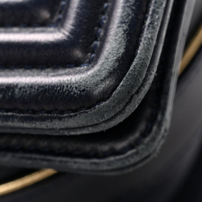 Lambskin Braided Woven Medium Boy Flap Navy Black