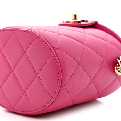 Lambskin Resin Elegant Chain Vanity Case Dark Pink