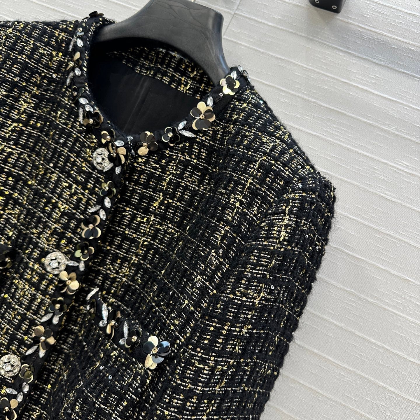 CC 25 Tweed Jacket Black Wool Polyamide