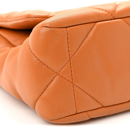 Lambskin Quilted Medium Chanel 19 Flap Light Brown