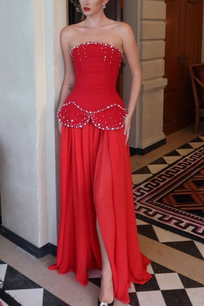 formaldressy-Red beaded long dress gh6146