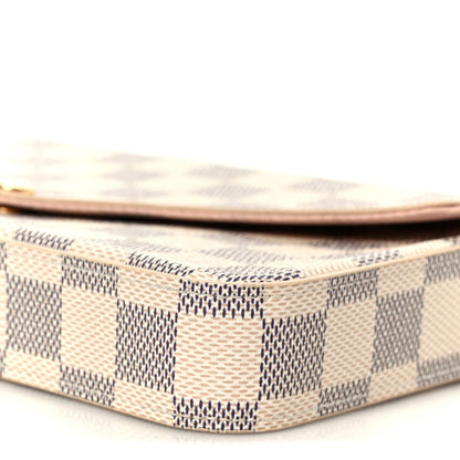 Damier Azur Pochette Felicie Chain Wallet Rose Ballerine