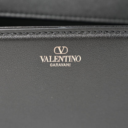 Calfskin Monochrome Vlogo Loco Shoulder Bag Black