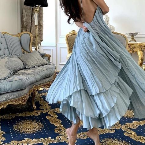 formaldressy-Blue Fashion Simple Sexy Long Chiffon Prom Dress Evening Dress Wedding Guest Party Dress Seaside Holiday Dress gh5250