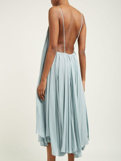 formaldressy-Blue Fashion Simple Sexy Long Chiffon Prom Dress Evening Dress Wedding Guest Party Dress Seaside Holiday Dress gh5250