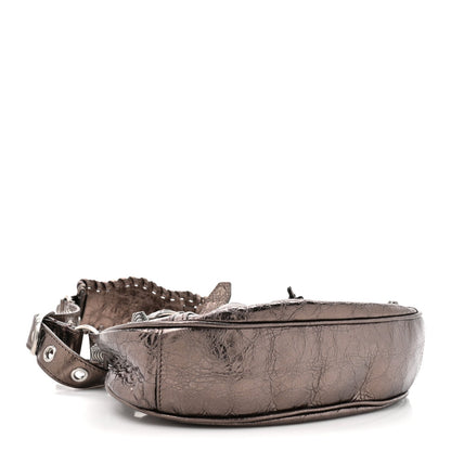 Metallic Agneau Arena Le Cagole Shoulder Bag XS  Dark Bronze