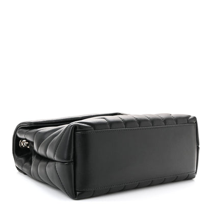 Calfskin Y Quilted Monogram Small Loulou Chain Satchel Black