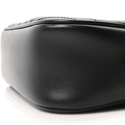 Calfskin Matelasse Monochrome Small GG Marmont Chain Shoulder Bag Black