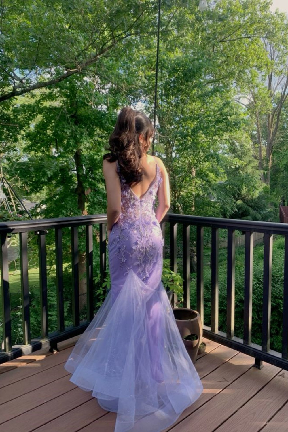 formaldressy-Purple Floral Fishtail Long Mermaid Slim Graduation Dress Prom Dress gh5861