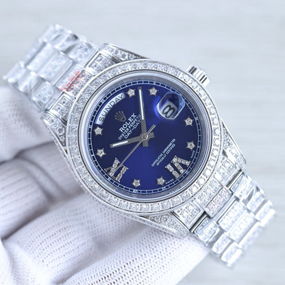 DAY-DATE 41 SILVER CUSTOM ALL DIAMOND