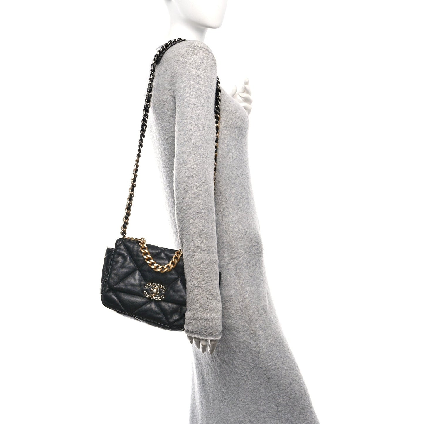 Lambskin Quilted Medium Chanel 19 Flap Black
