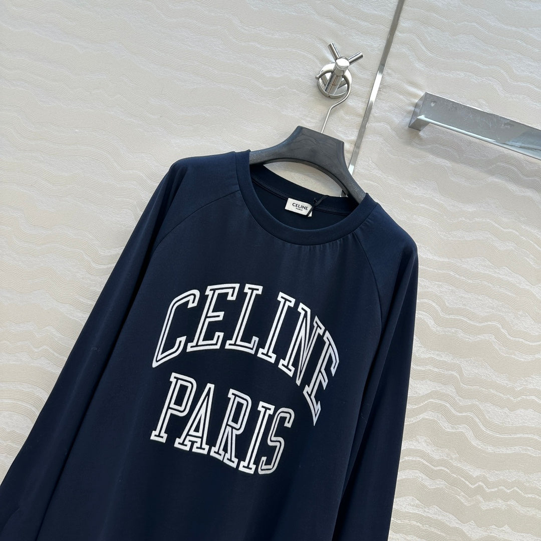 CE Rotating Arch Long-Sleeved T-shirt Blue Cotton