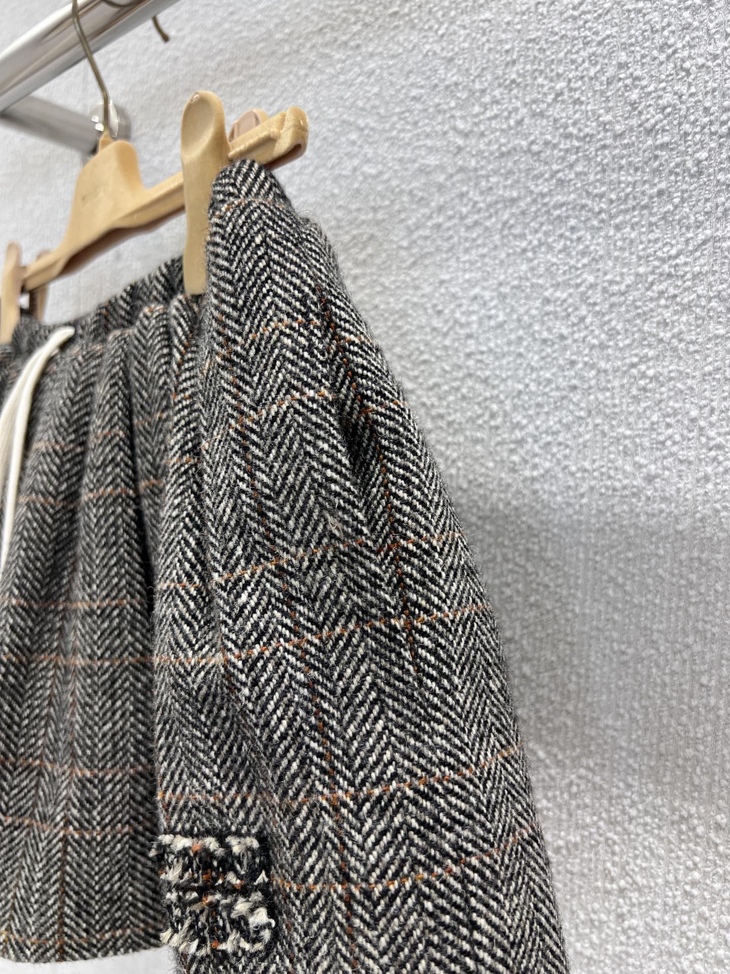 Miumiu 25FW Drawstring Mini A-Line Flared Skirt Brown Viscose