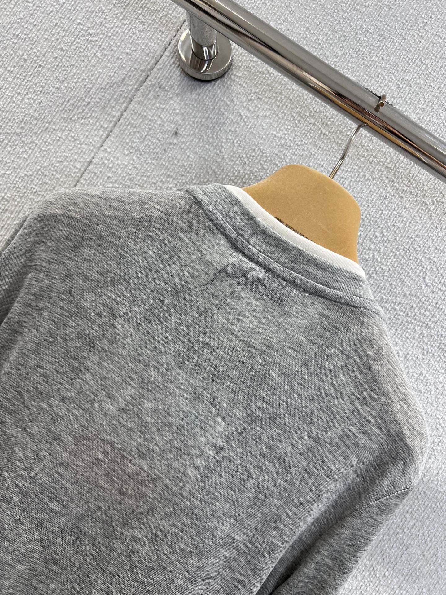 Miumiu 25FW Tencel Wool Fake Two-Piece Long-Sleeved T-Shirt Gray Wool