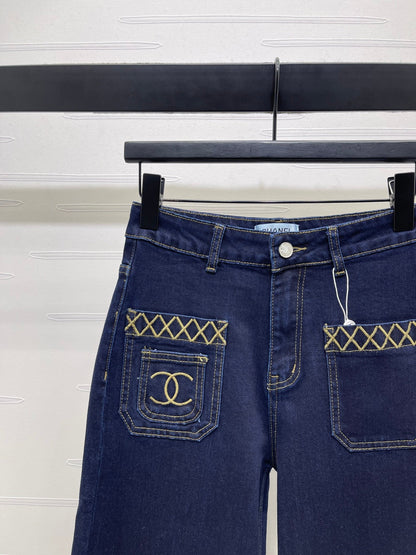 CC 25 Pocket-embroidered Double Cs high-waisted straight-leg jeans
