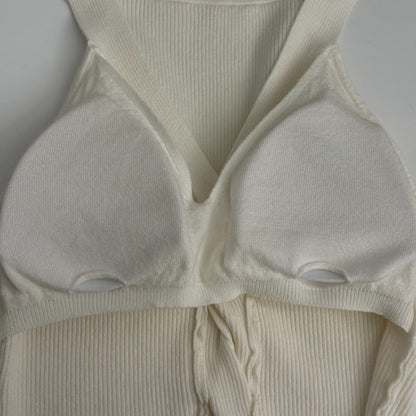CC Diamond Logo Embellished Deep V-neck Knitted Vest
