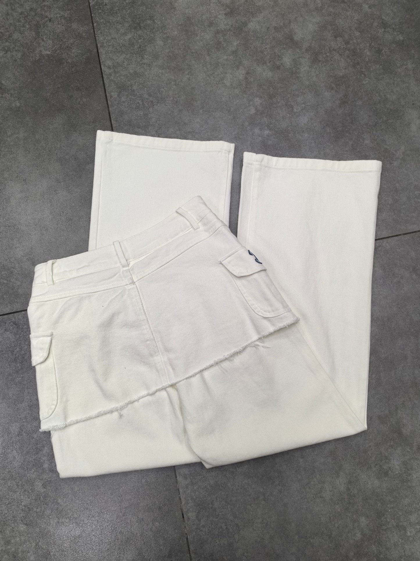 CC Faux Two-Piece Denim Trousers With Trims