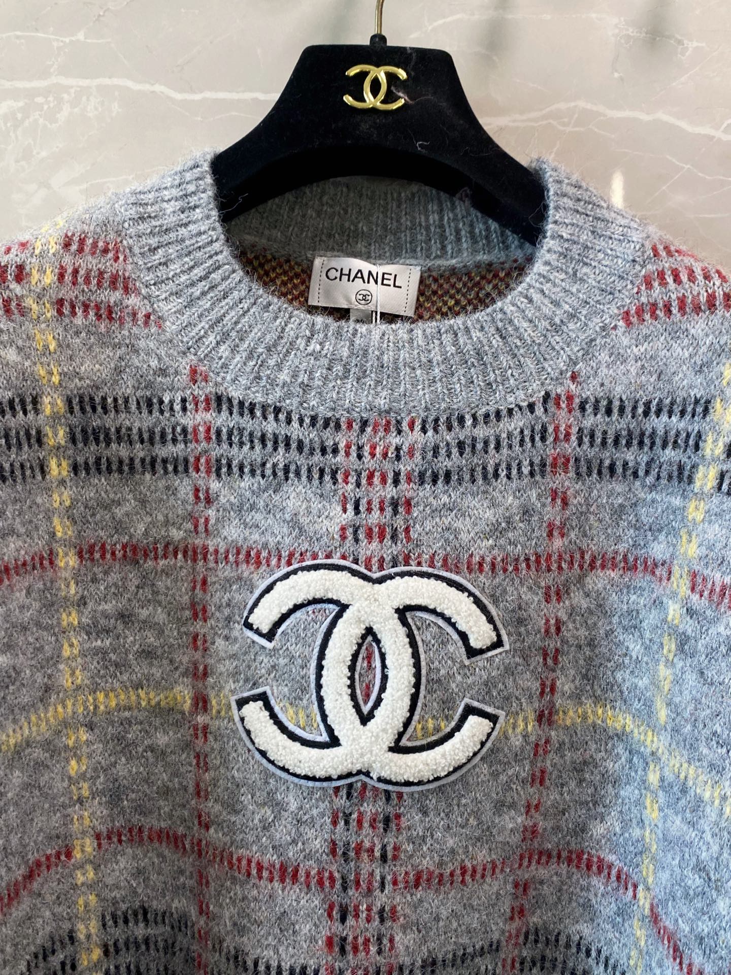 Chanel Beijing 25 Two-Tone Long-Sleeve Shirt Gray Colorful in Wool 00240